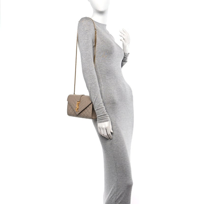 Saint Laurent Grain De Poudre Textured Mixed Matelasse Triquilt Small Monogram Satchel Dark Beige 2 of 9
