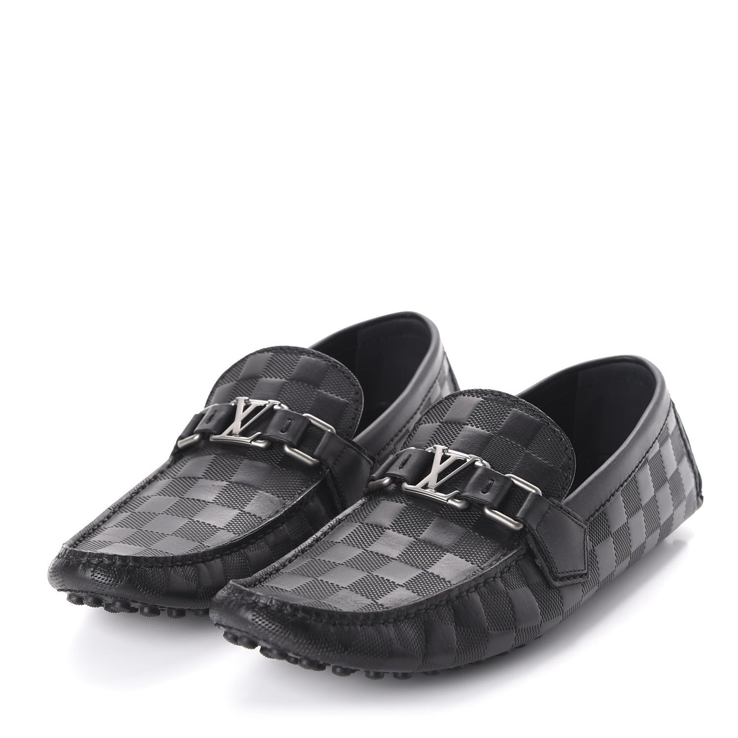 Damier Graphite Mens Hockenheim Moccasin Loafers 6 Onyx