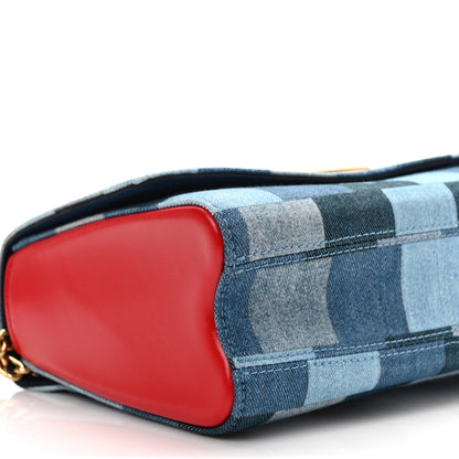 Louis Vuitton Denim Damier Monogram Twist Shoulder Bag MM Blue Rouge 7 of 8