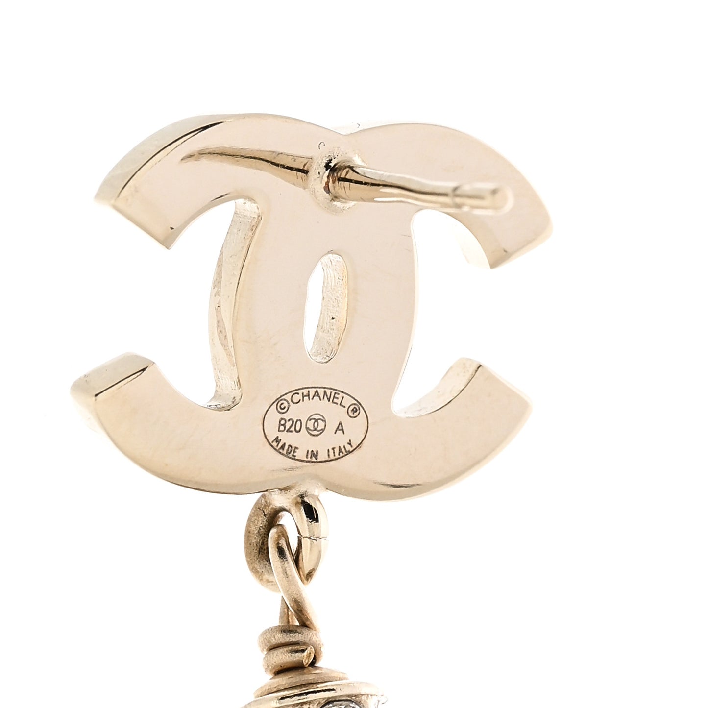 Pearl Crystal CC Drop Earrings Gold