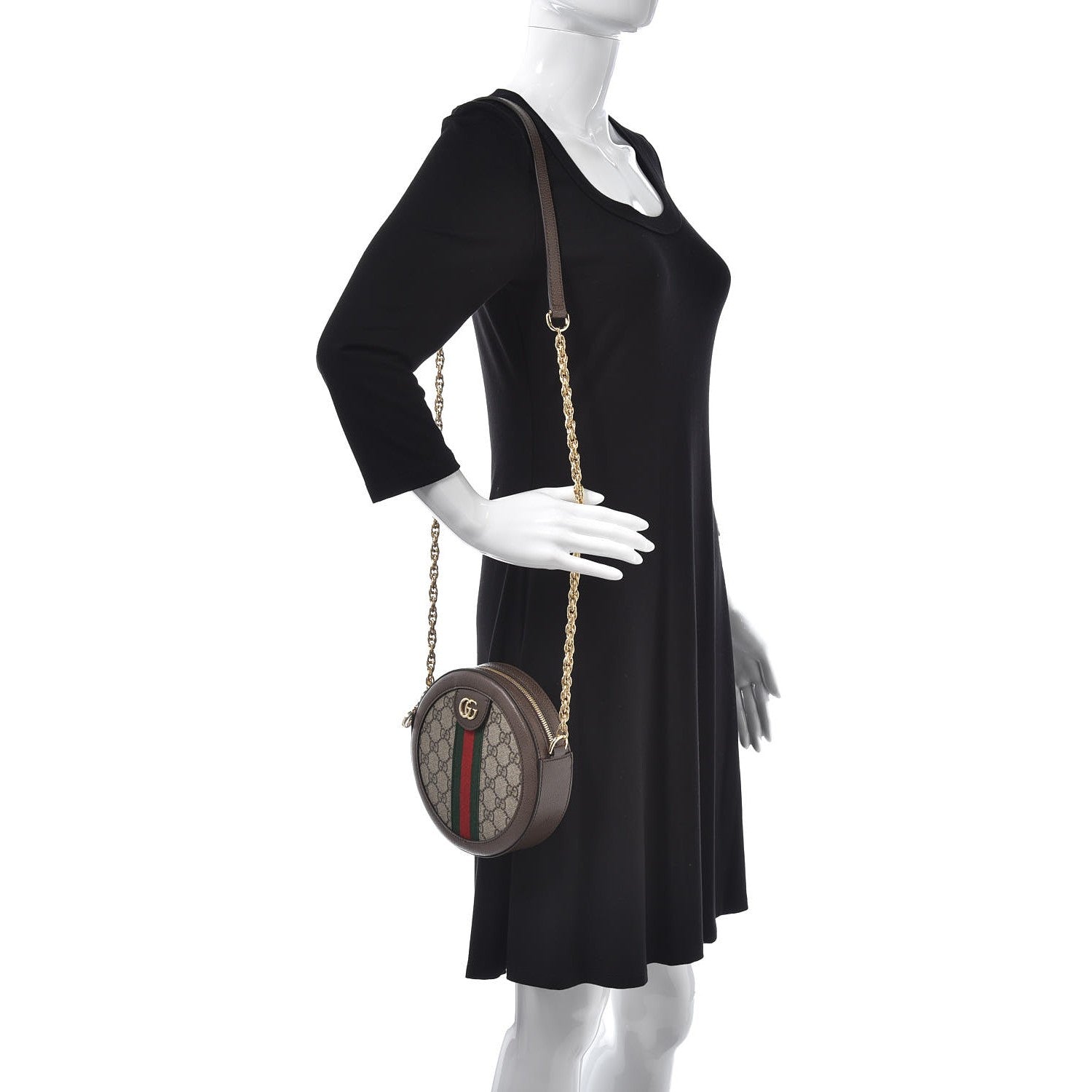 Gucci GG Supreme Monogram Web Mini Ophidia Round Shoulder Bag Brown 2 of 7