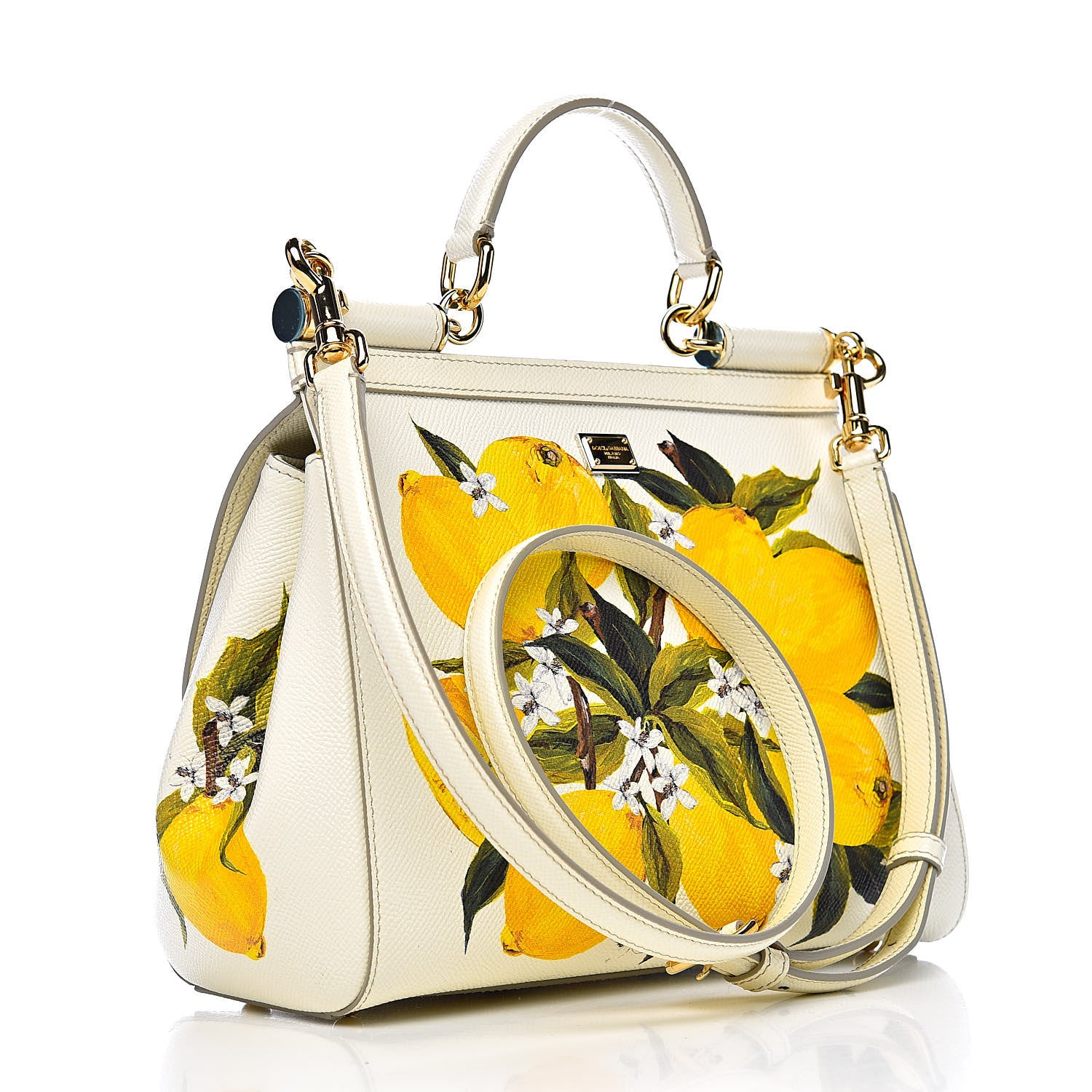 Dolce & Gabbana Dauphine Lemon Print Medium Miss Sicily Satchel White 3 of 9