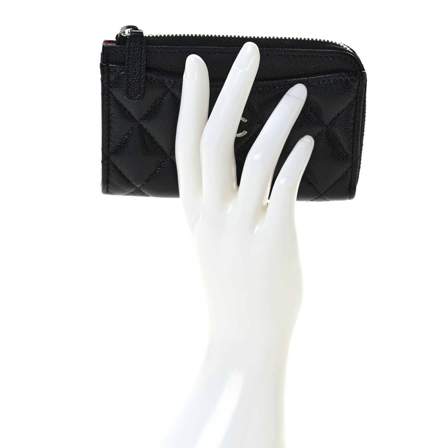 Caviar Quilted CC Zip Around Card Holder Black