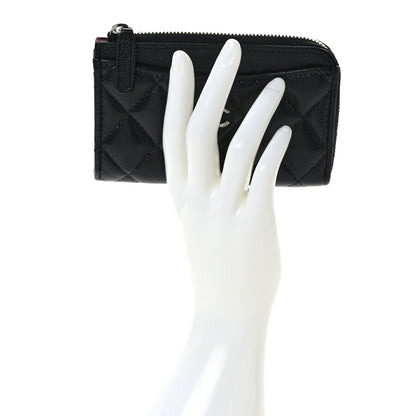 Chanel Caviar Quilted CC Zip Around Card Holder Black 2 of 8