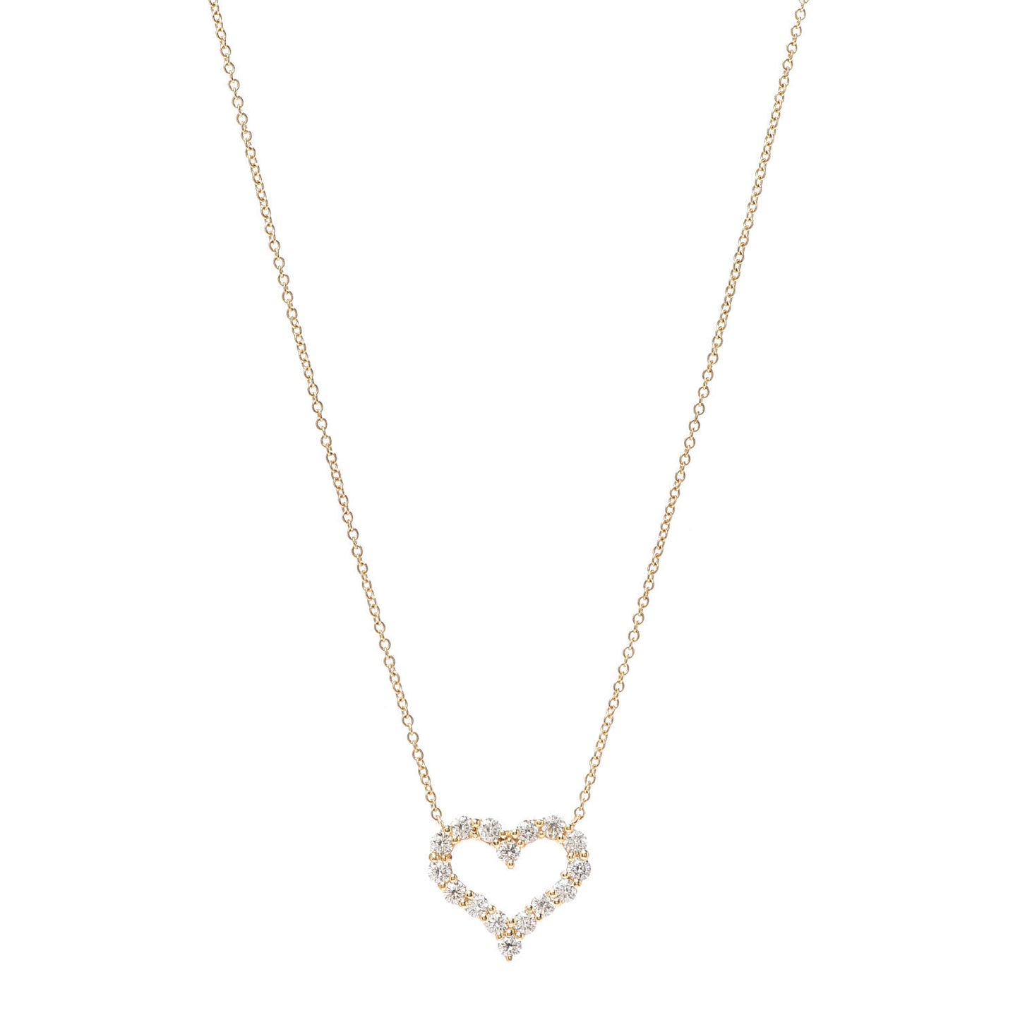 18K Yellow Gold Diamond Small Heart Pendant Necklace