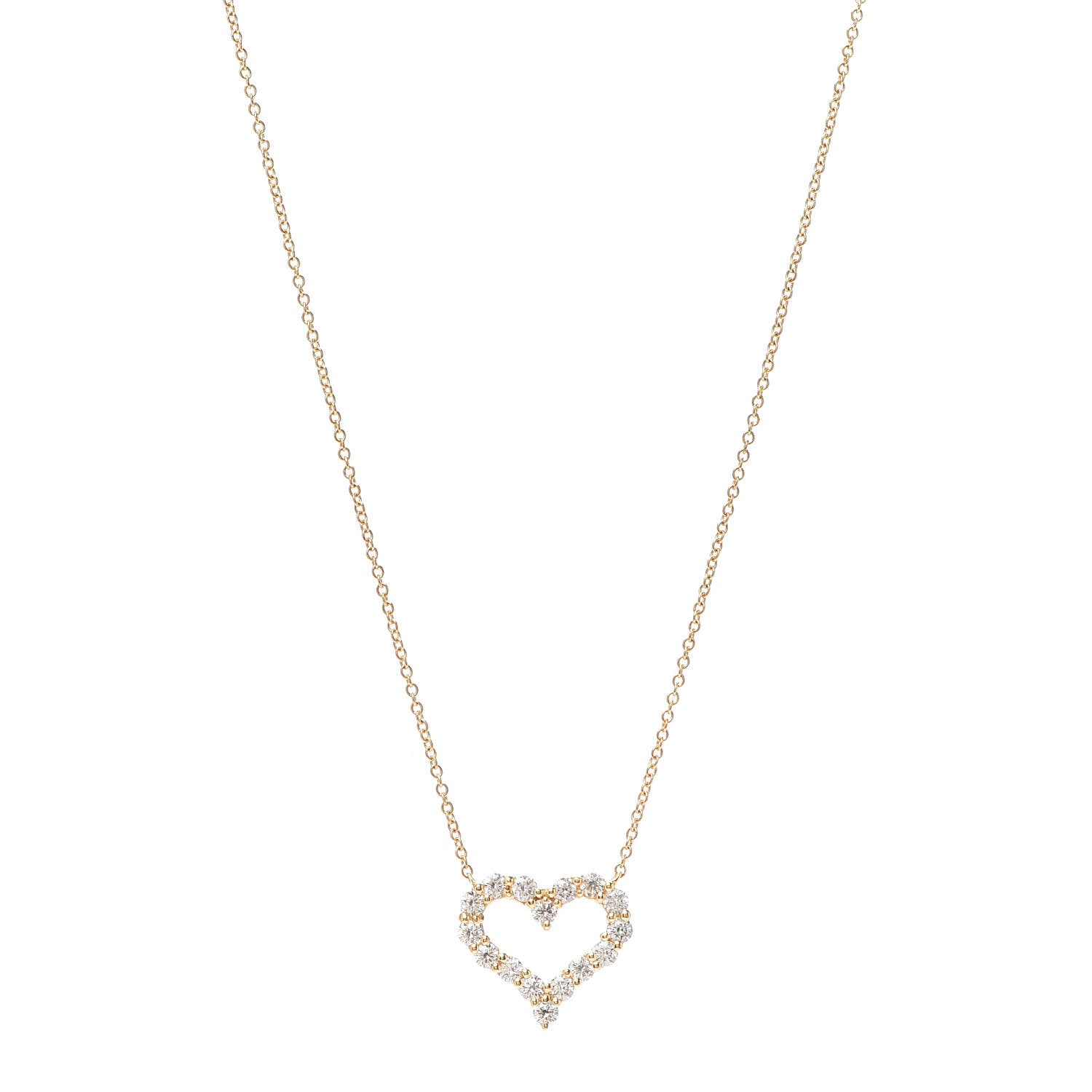 Tiffany 18K Yellow Gold Diamond Small Heart Pendant Necklace 1 of 5