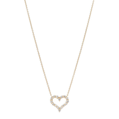 Tiffany 18K Yellow Gold Diamond Small Heart Pendant Necklace 1 of 5