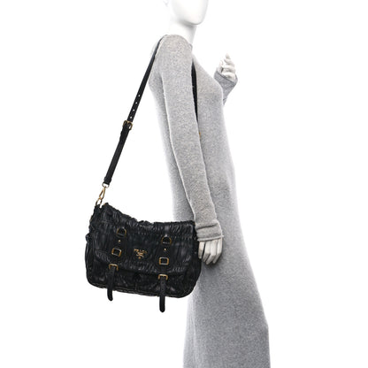 Prada Nappa Gaufre Messenger Tote Black 2 of 9