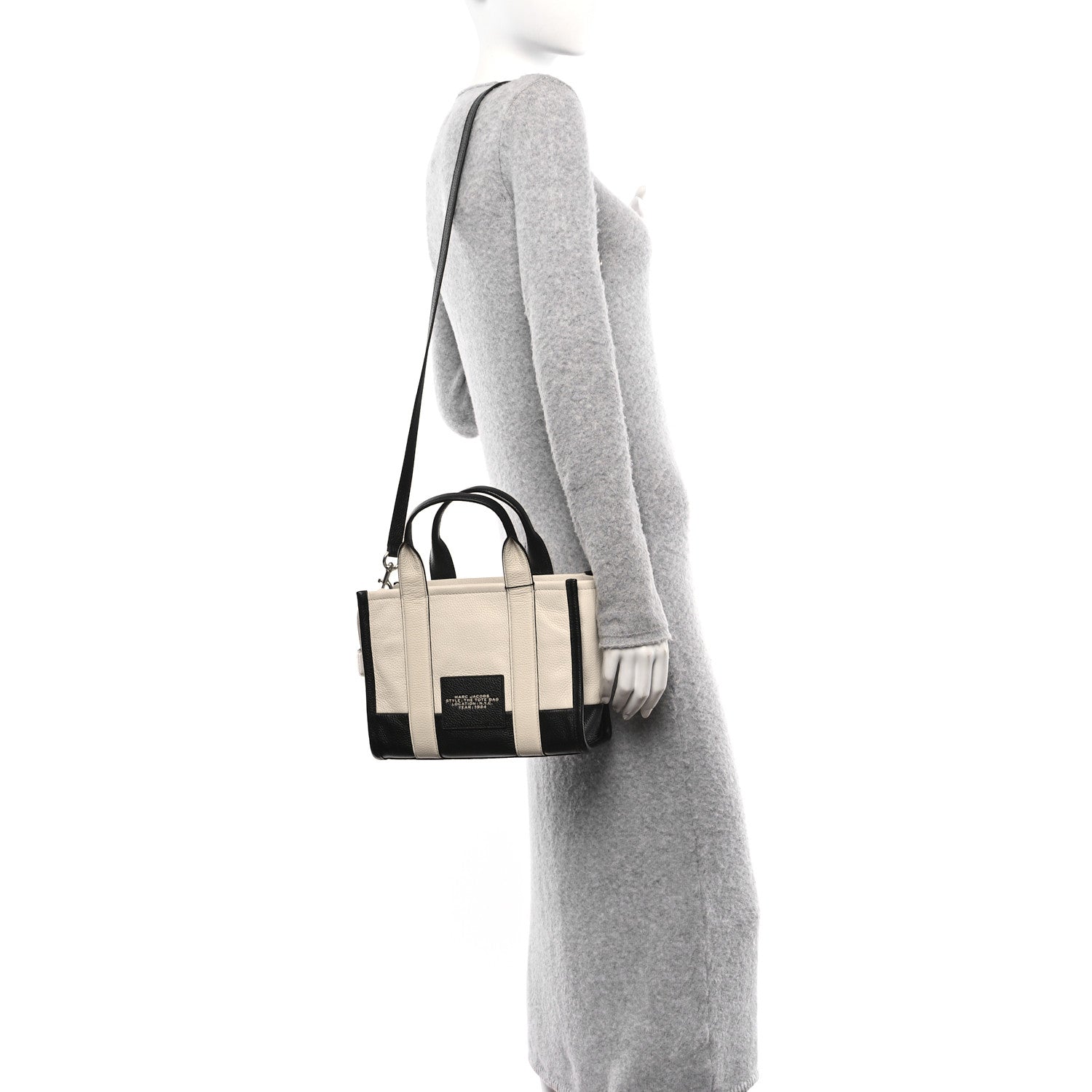 Marc Jacobs Grained Calfskin Colorblock Mini The Tote Bag Ivory Multi 2 of 9