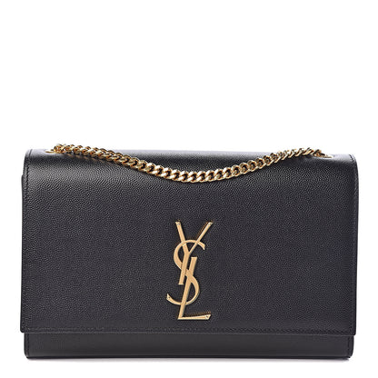 Saint Laurent Grain De Poudre Medium Classic Monogram Kate Satchel Black 1 of 9