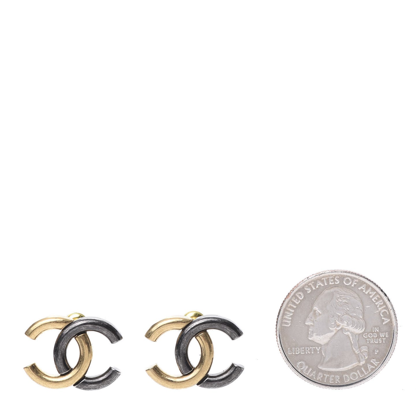 Metal CC Earrings Gold Ruthenium