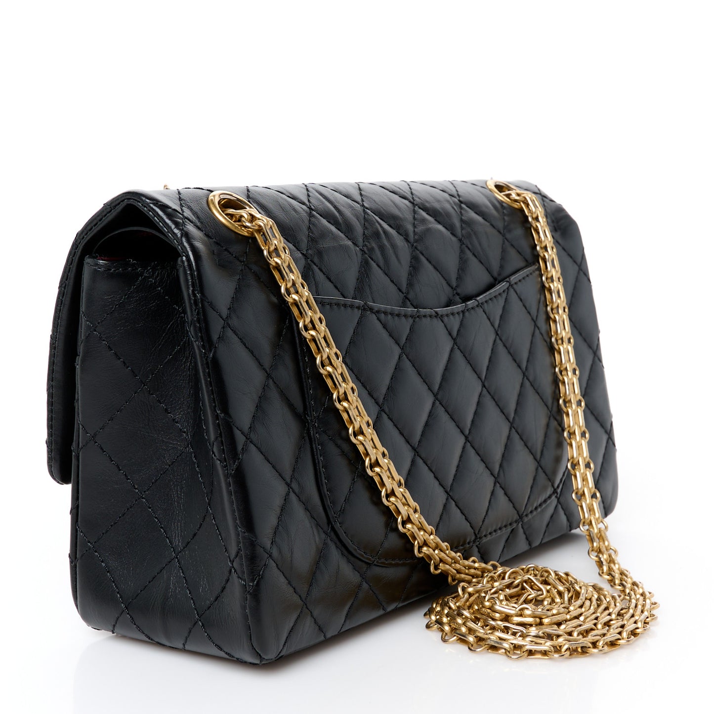 Aged Calfskin Quilted 2.55 Reissue 225 Flap Black