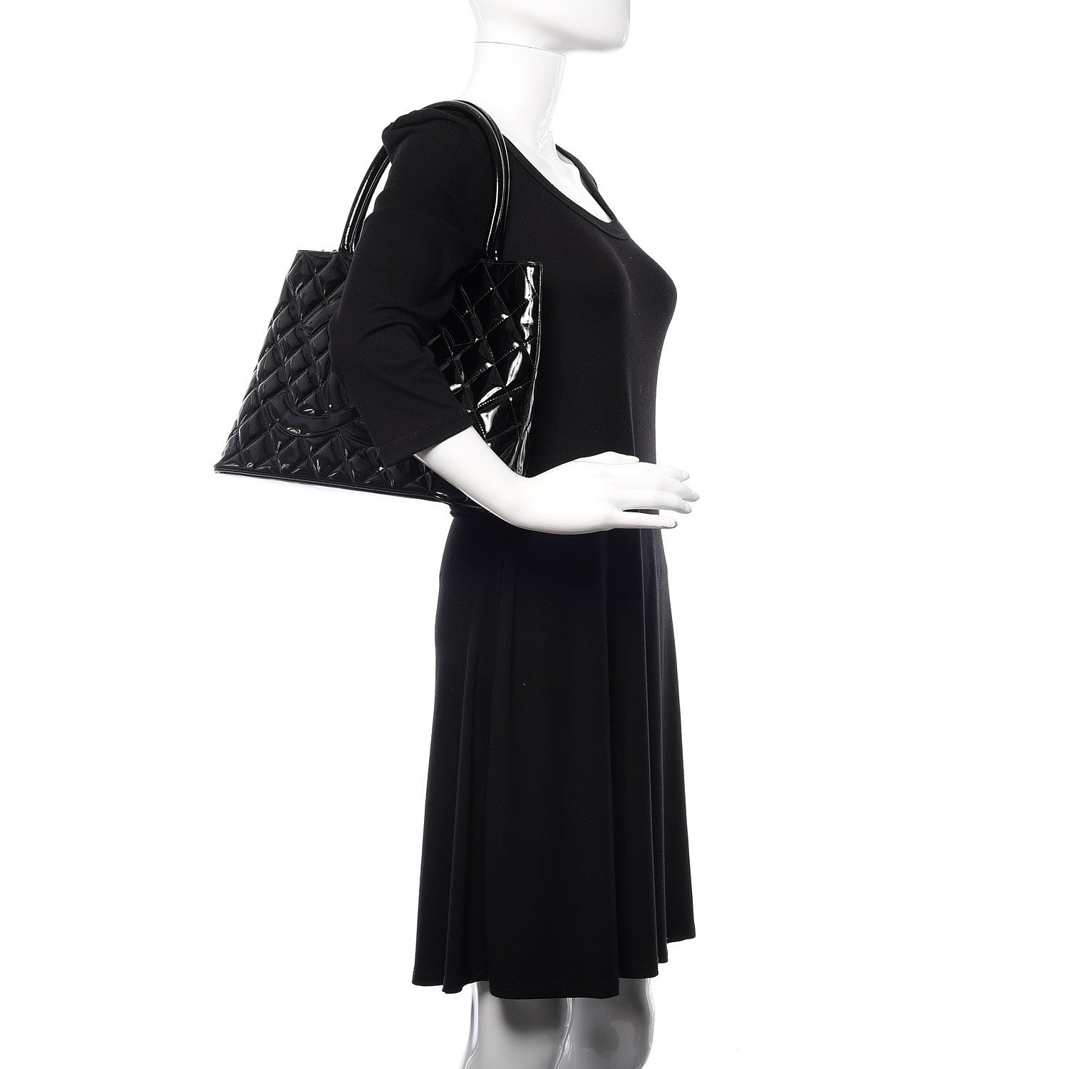 Chanel Patent Quilted Medallion Tote Black 2 of 12