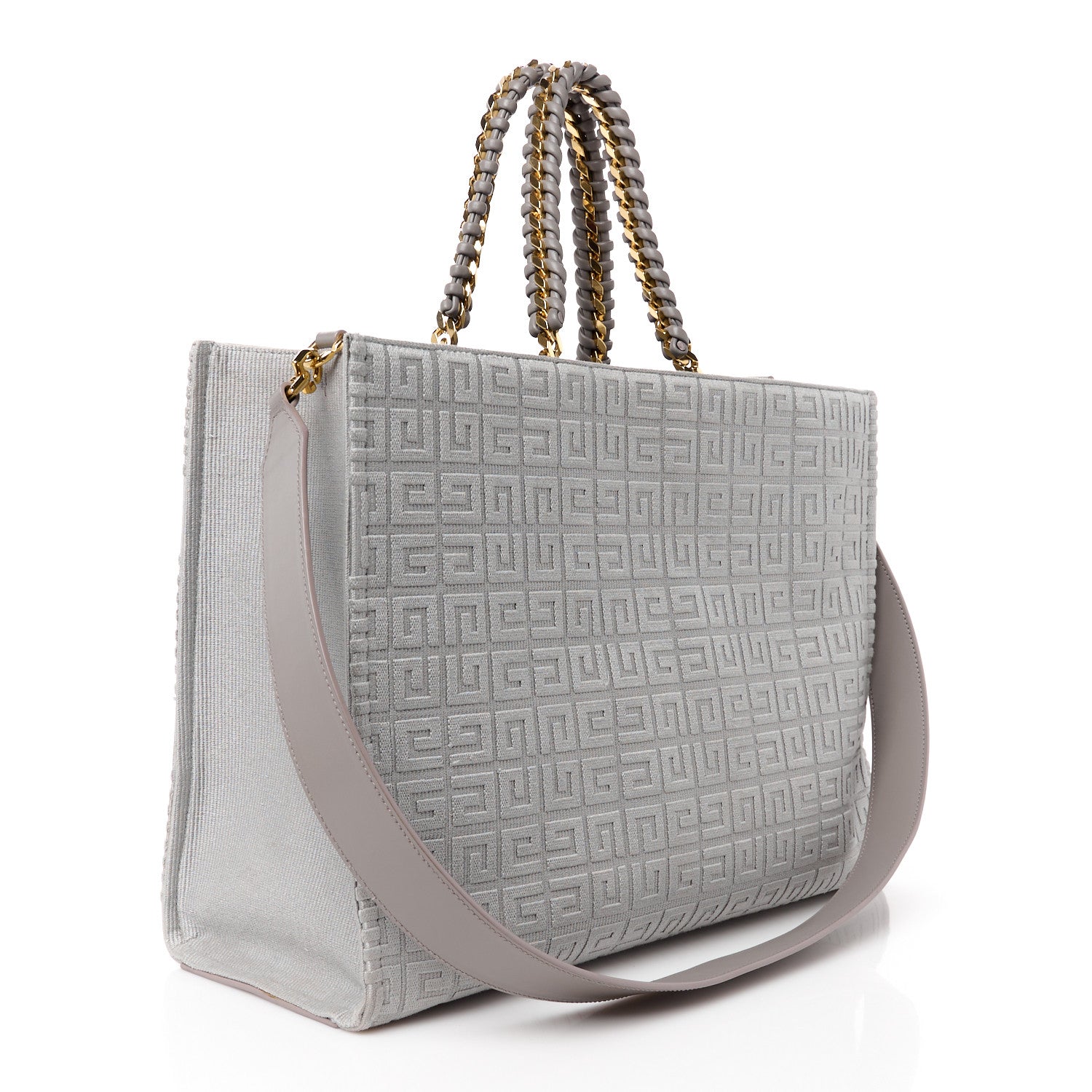 Givenchy Canvas Jacquard 4G Medium Chain Tote Stone Grey 3 of 10