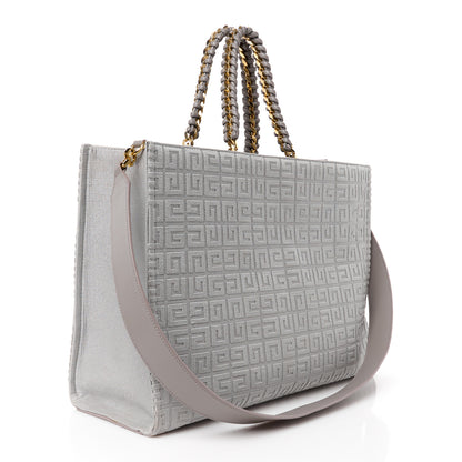 Givenchy Canvas Jacquard 4G Medium Chain Tote Stone Grey 3 of 10