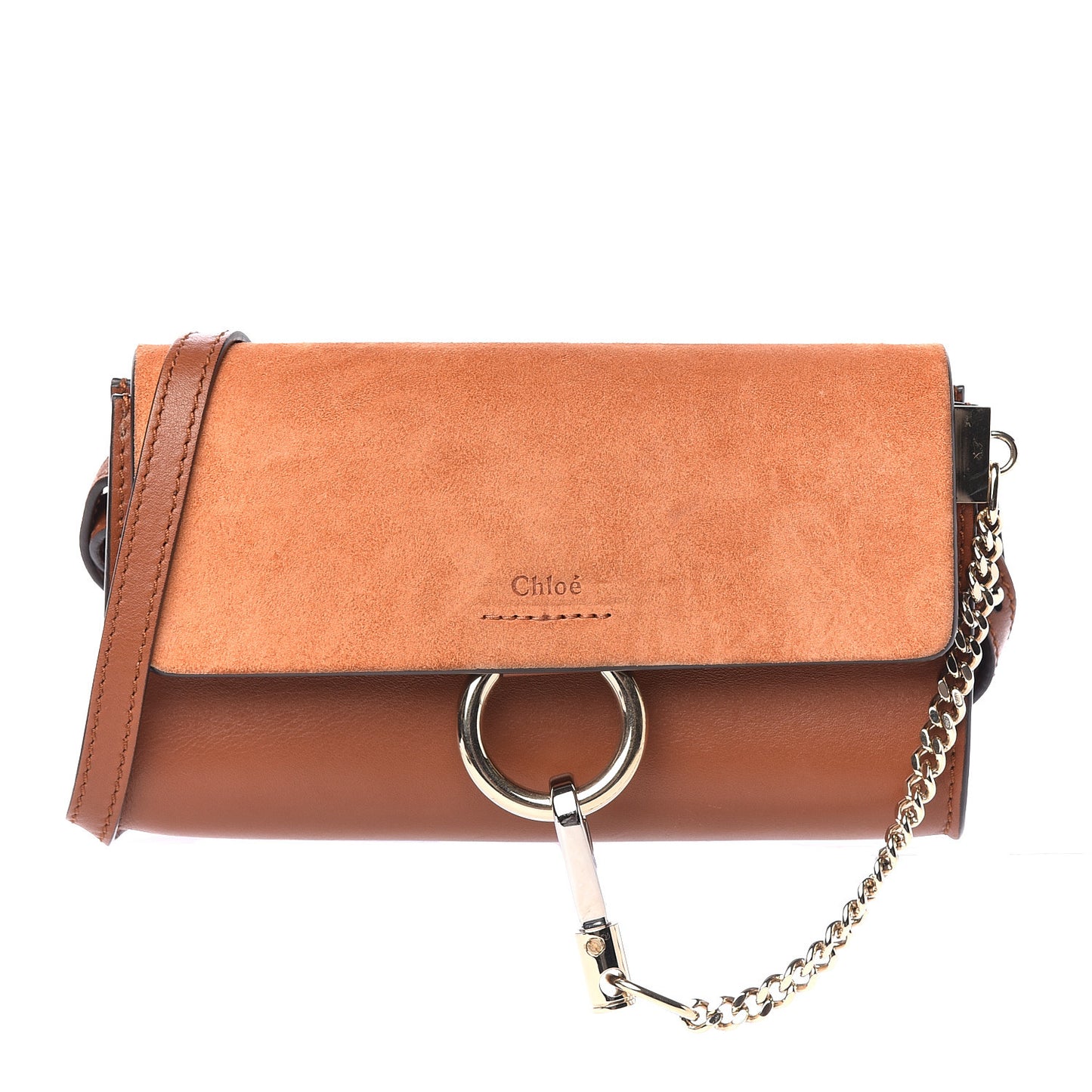 Suede Calfskin Mini Faye Shoulder Bag Tobacco