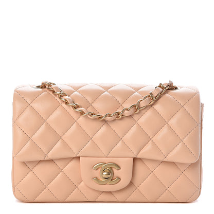 Chanel Lambskin Quilted Mini Rectangular Flap Beige 1 of 15