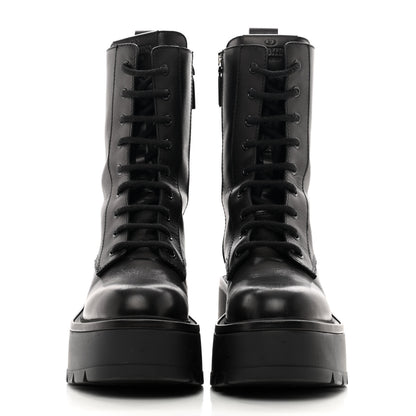 Valentino Garavani Calfskin VLOGO Uniqueform 55/85mm Flatform Lace Up Boots 37 Black 2 of 8