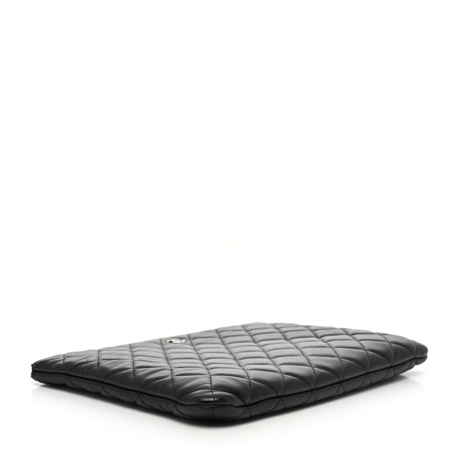Lambskin Quilted Medium Cosmetic Case Black