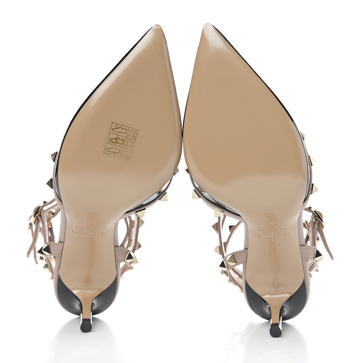 Patent Nappa Rockstud Ankle Strap 65mm Pumps 35 Black Poudre