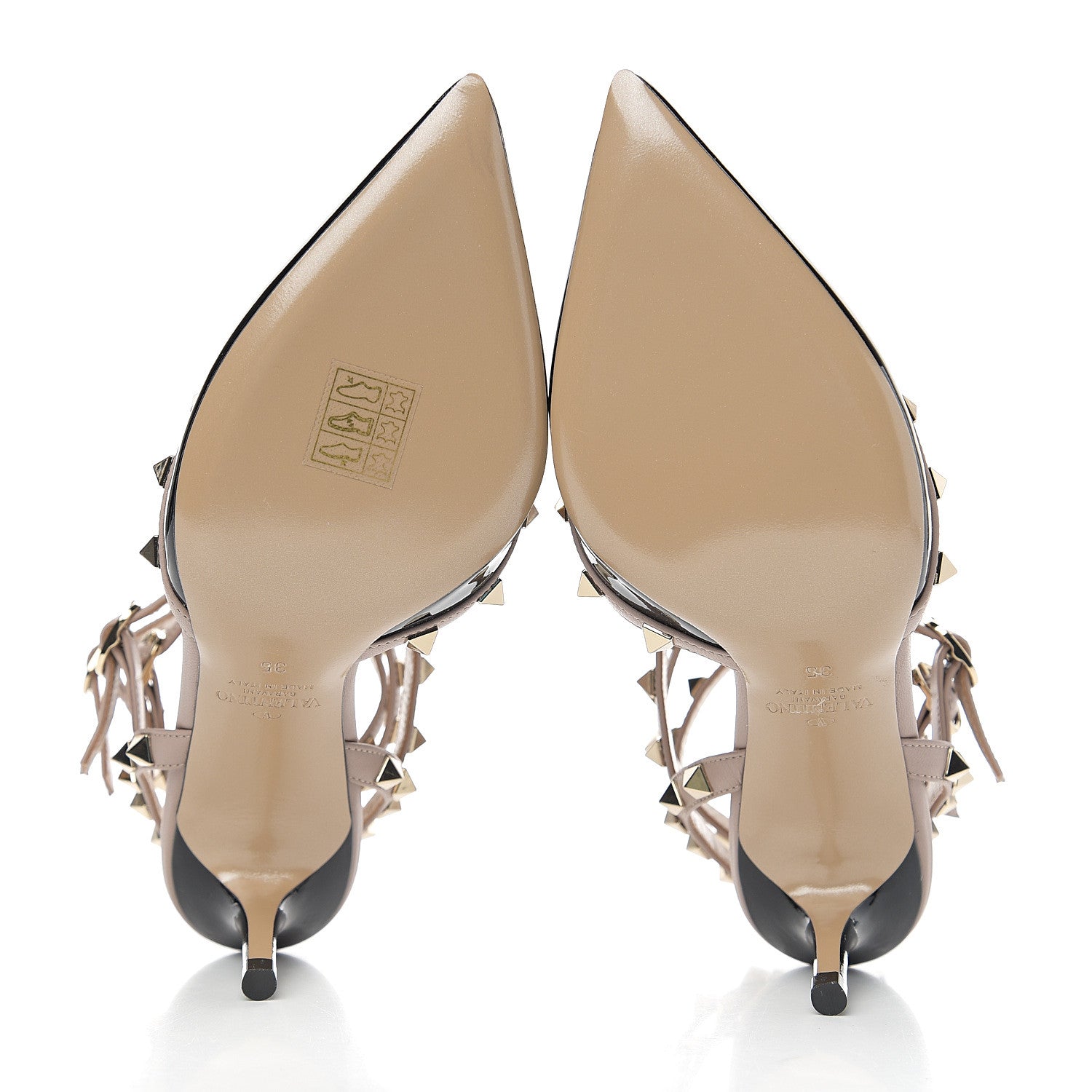 Valentino Garavani Patent Nappa Rockstud Ankle Strap 65mm Pumps 35 Black Poudre 5 of 8
