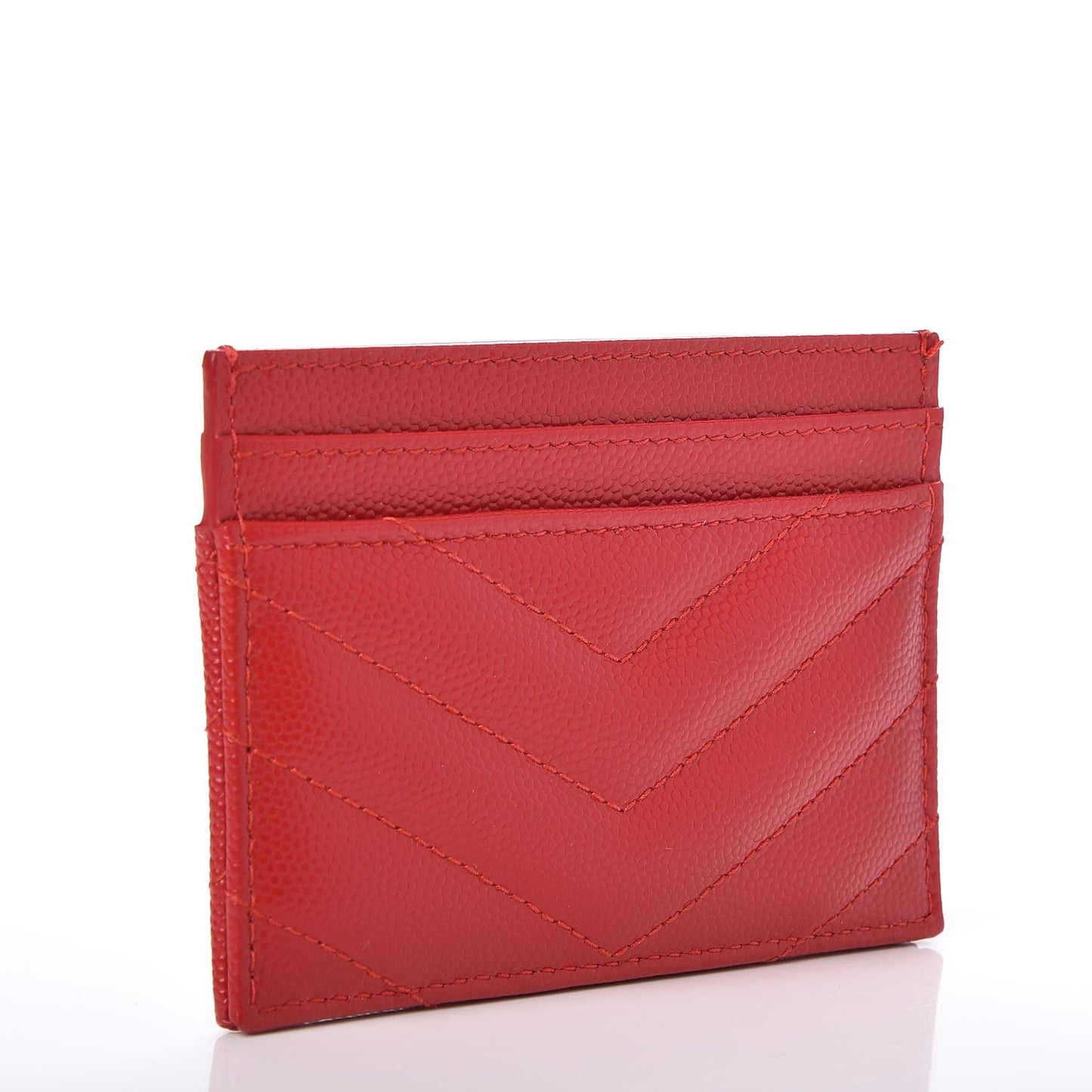 Grain De Poudre Matelasse Chevron Monogram Credit Card Case New Red
