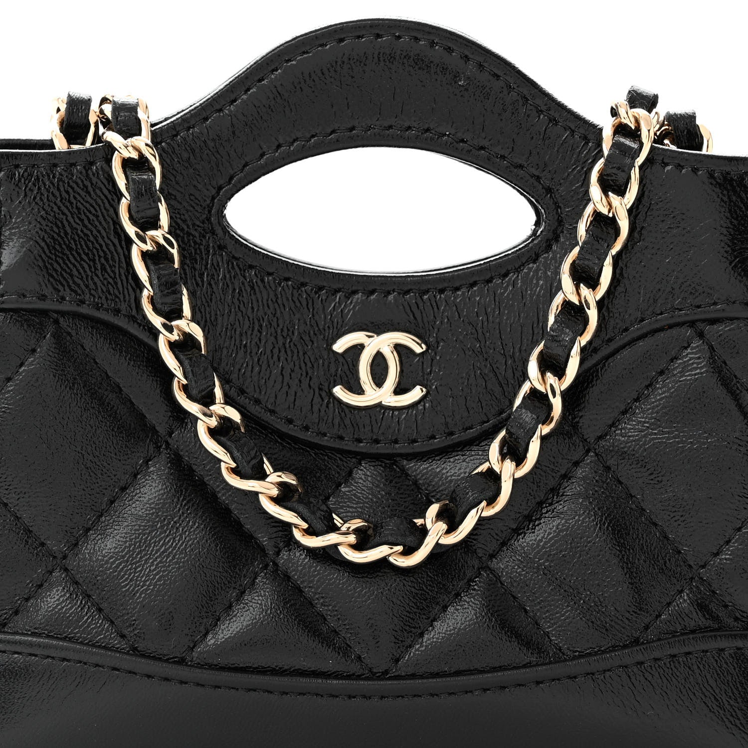 Chanel Shiny Lambskin Quilted Micro 31 Clutch With Chain Black 8 of 10