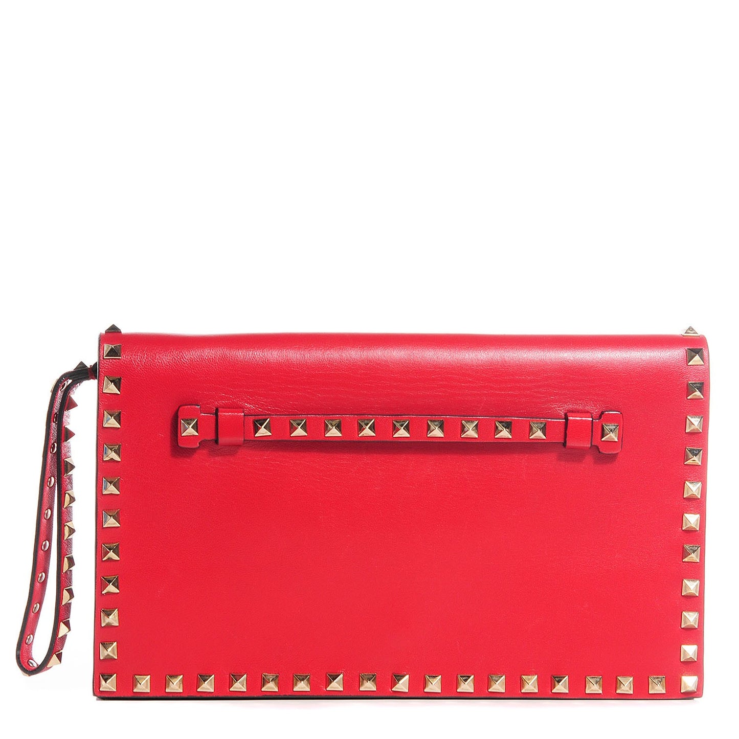 Nappa Rockstud Wristlet Clutch Rosso Valentino