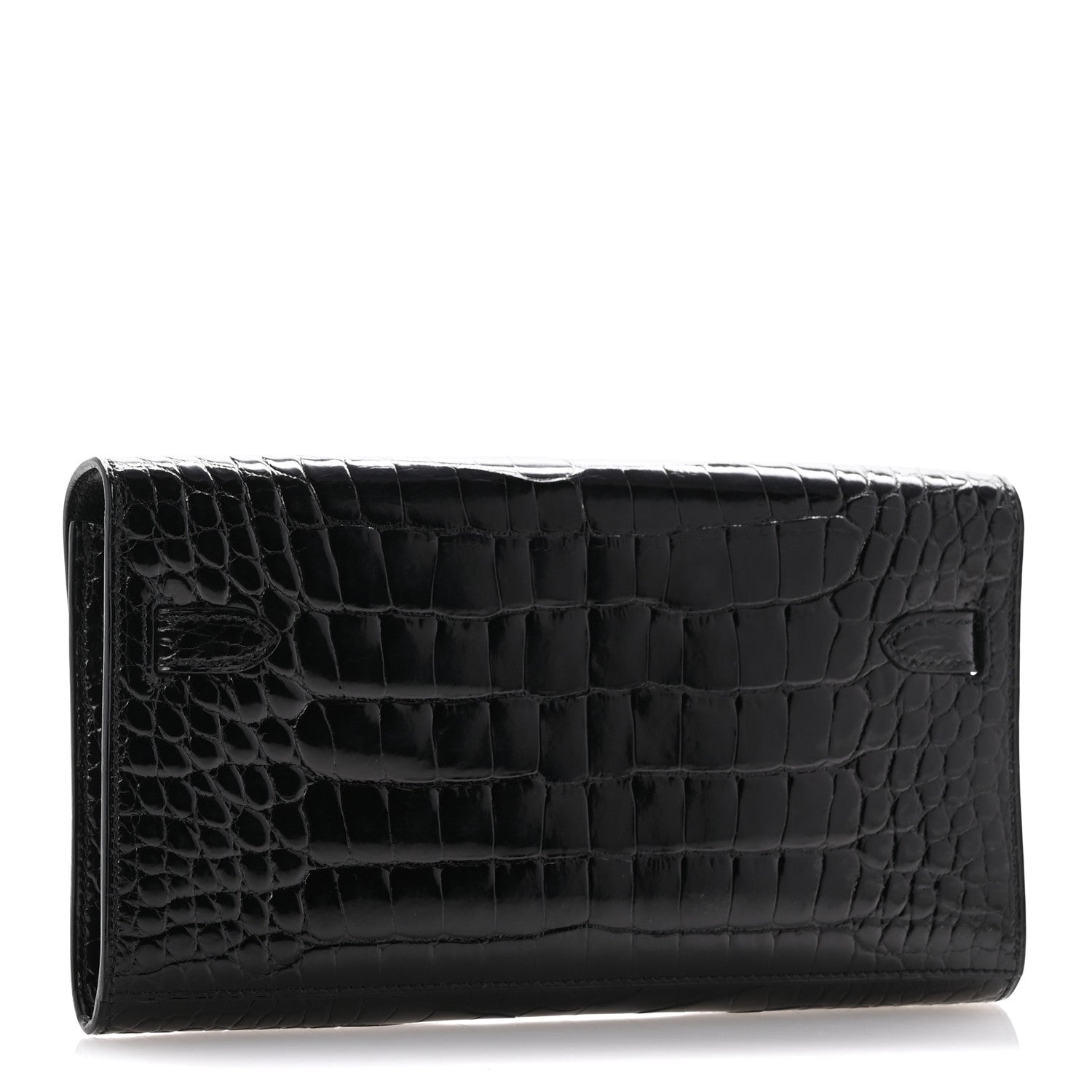 Hermes Shiny Alligator Kelly Wallet To Go Black 3 of 13