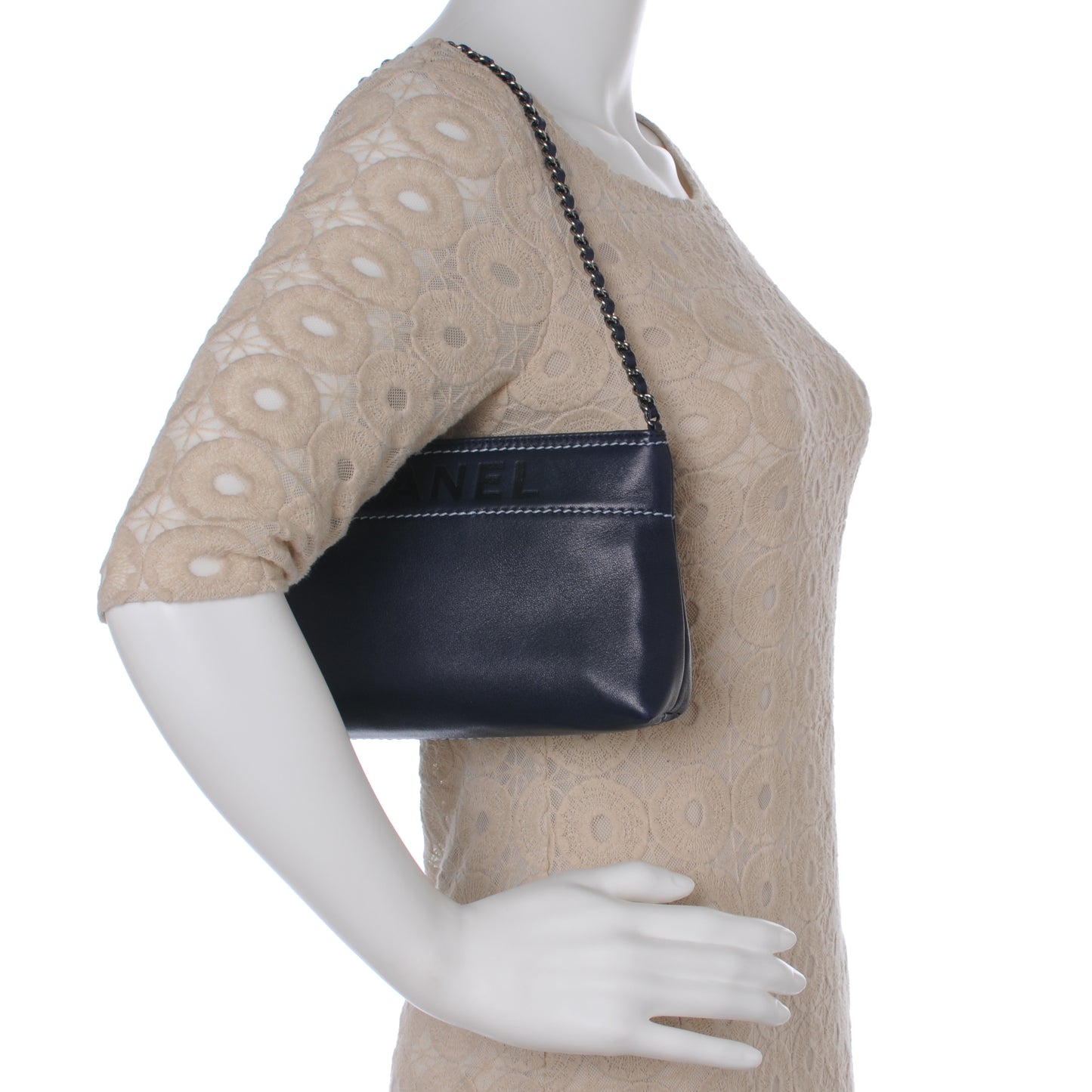 Leather Lax Pochette Navy Blue