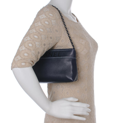 Chanel Leather Lax Pochette Navy Blue 2 of 7