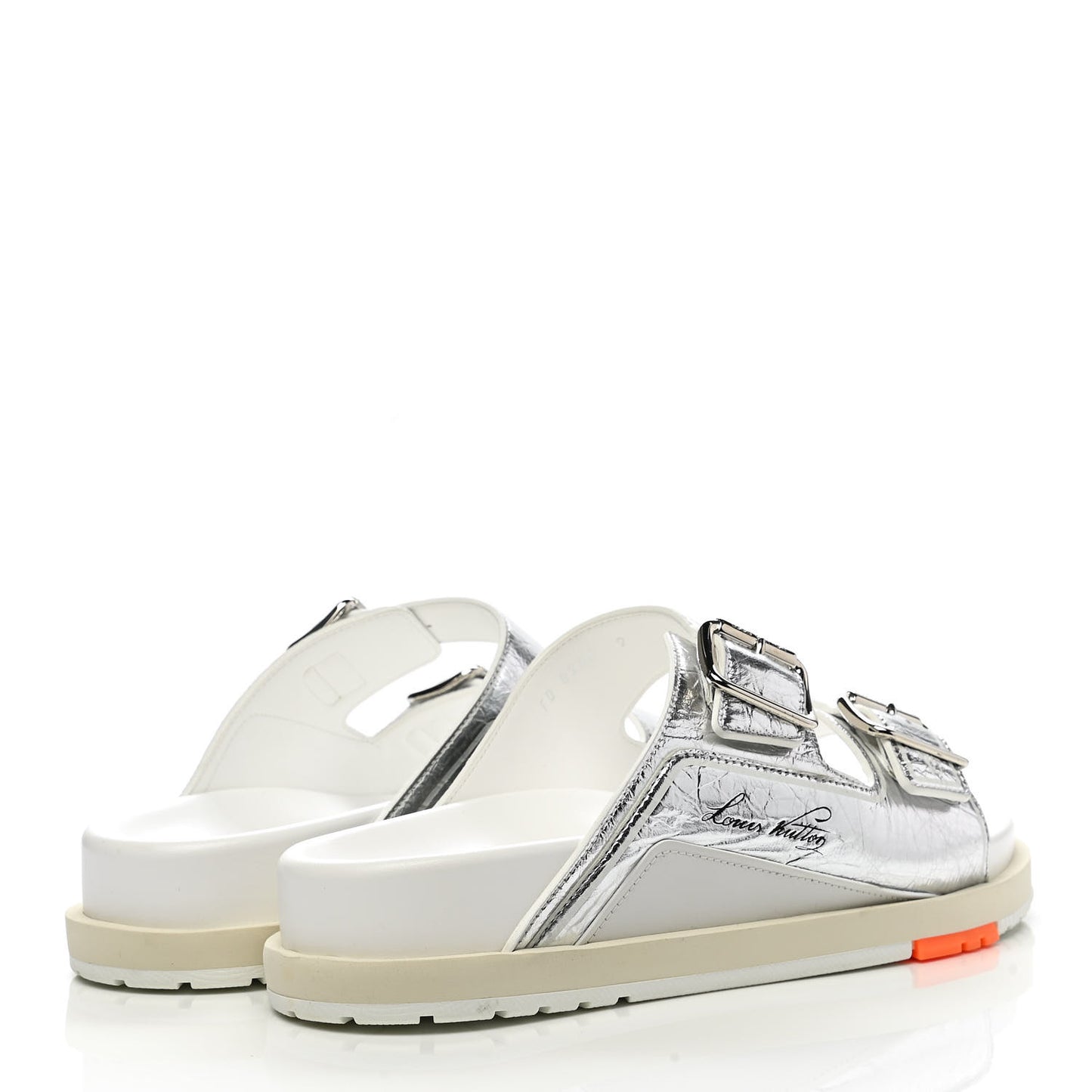 Metallic Mix Materials Mens LV Script Trainer Mules 9 Silver Multicolor