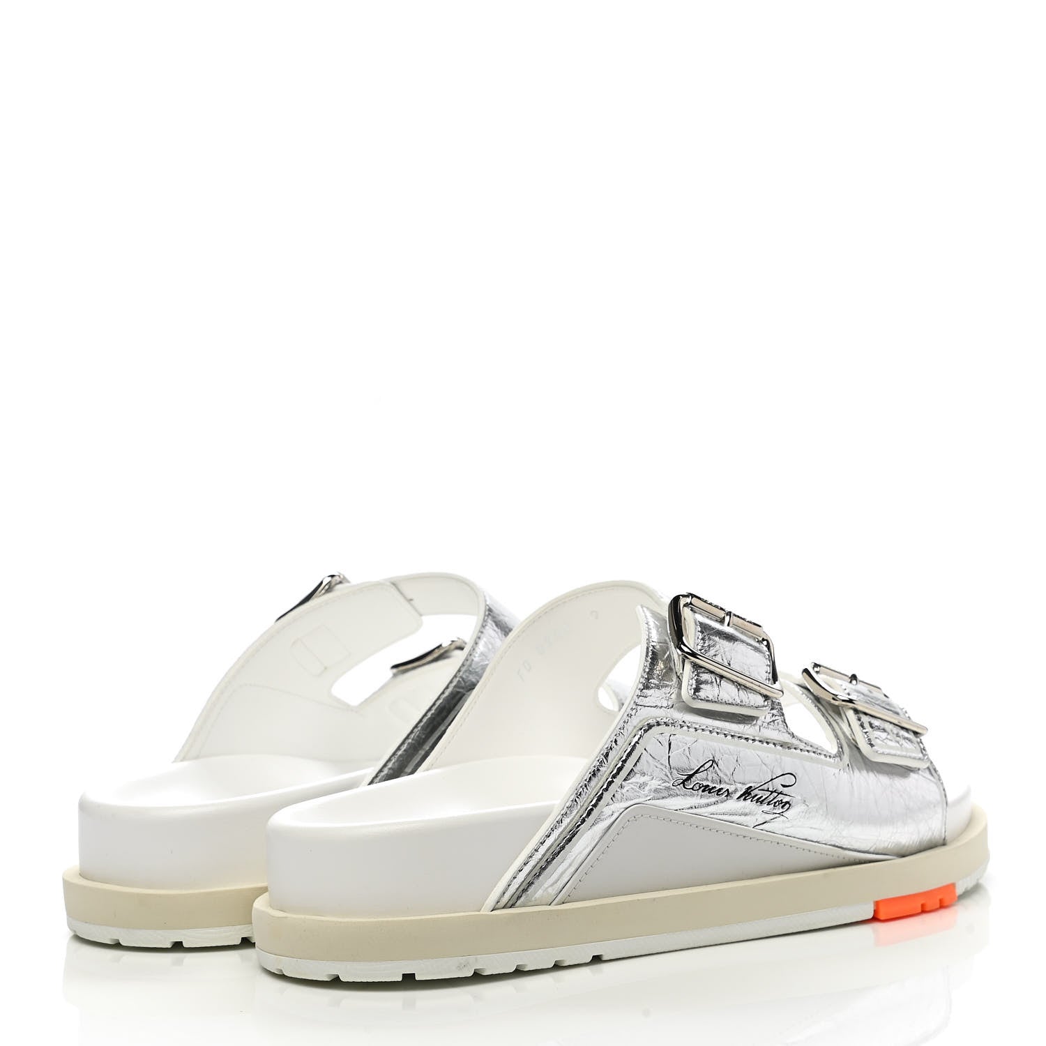 Louis Vuitton Metallic Mix Materials Mens LV Script Trainer Mules 9 Silver Multicolor 4 of 9