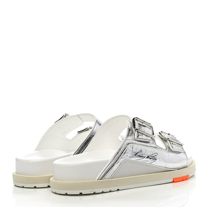 Louis Vuitton Metallic Mix Materials Mens LV Script Trainer Mules 9 Silver Multicolor 4 of 9