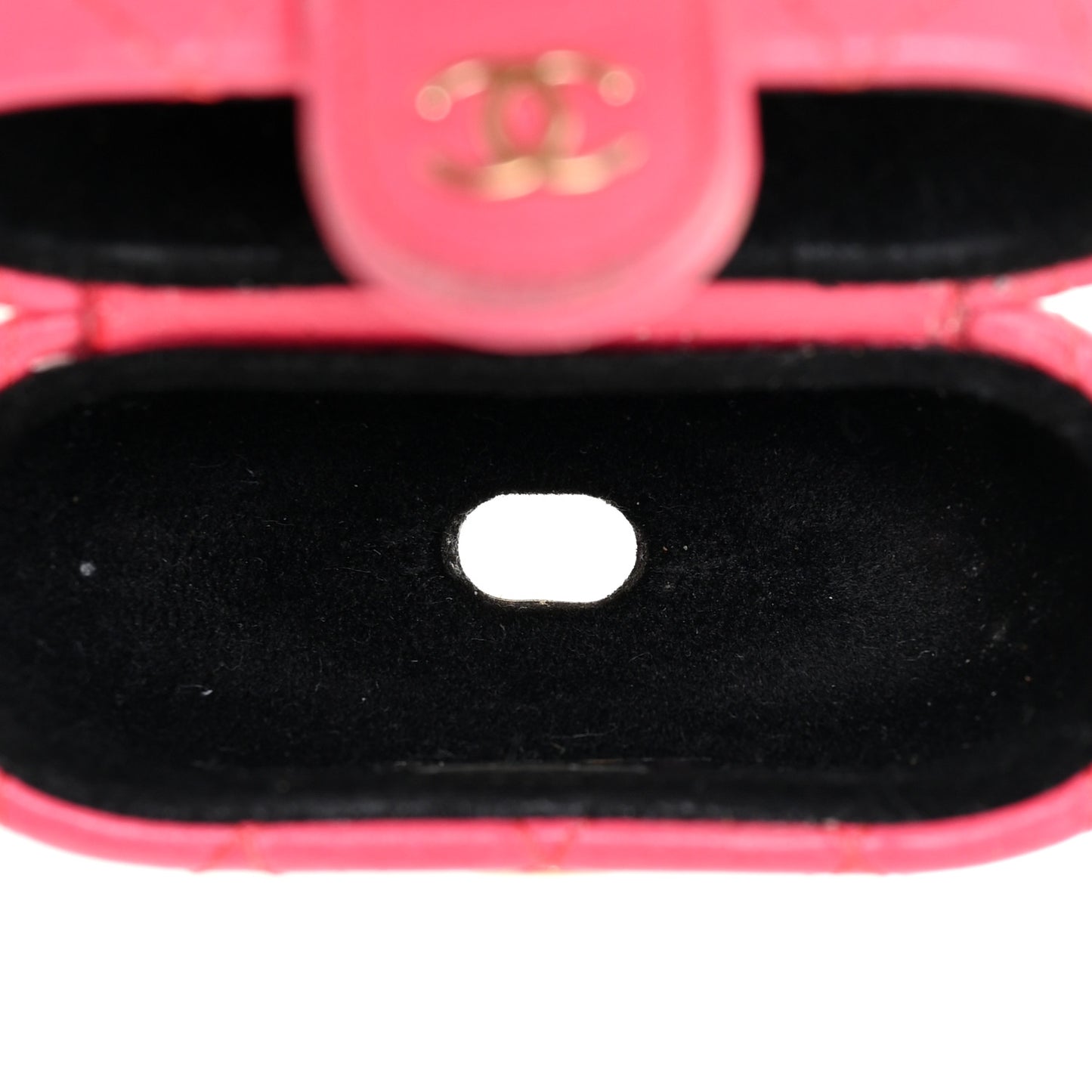 Lambskin Quilted Airpods Pro Case With Chain Pink