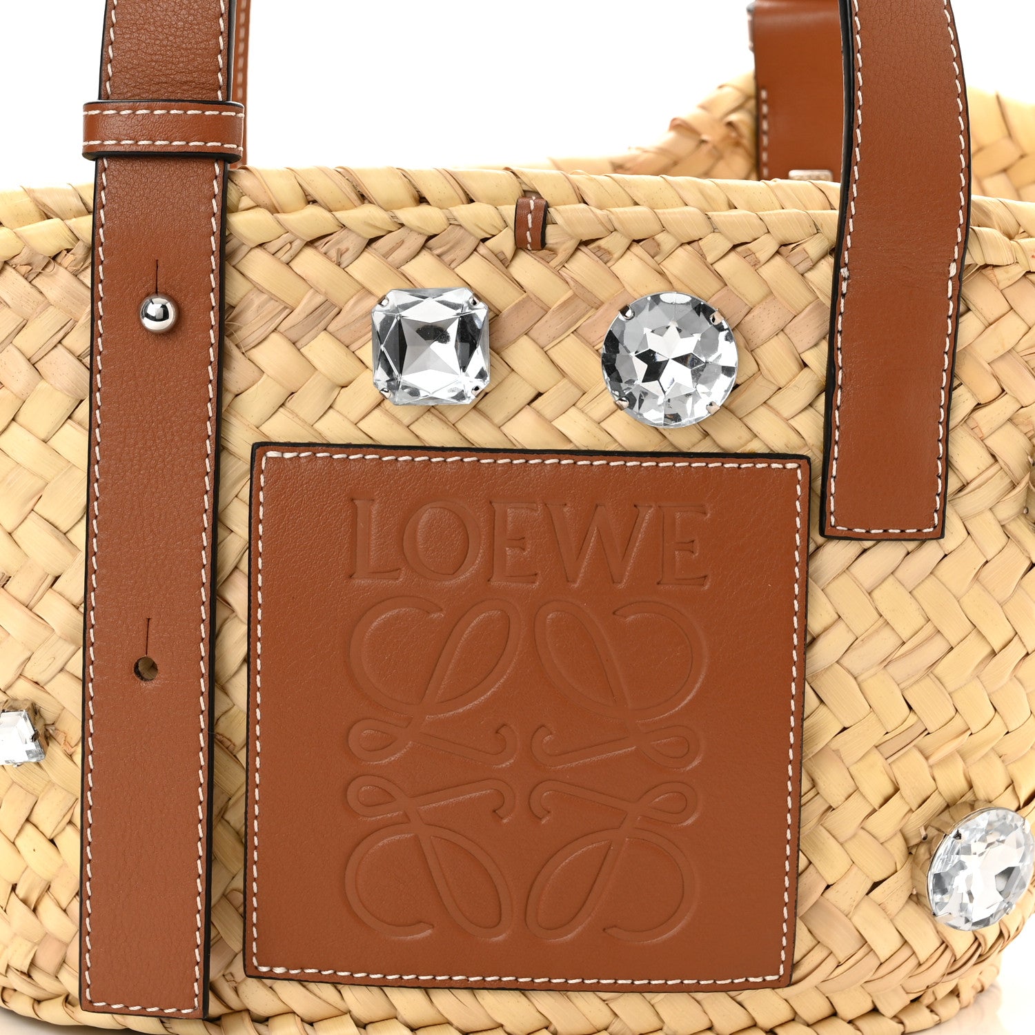 Loewe Raffia Small Stones Basket Tote Bag Natural Tan 7 of 9