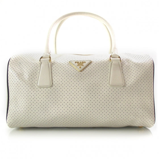 Saffiano Perforated Bauletto White
