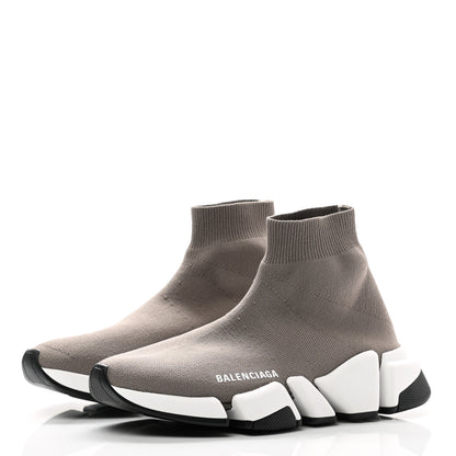 Balenciaga Technical 3D Recycled Knit Bi-Color Sole Womens Speed 2.0 Sneakers 36 Dark Beige White Black 3 of 9