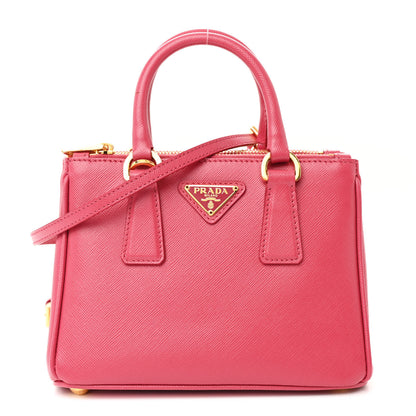 Prada Saffiano Lux Micro Galleria Double Zip Tote Peonia 1 of 11