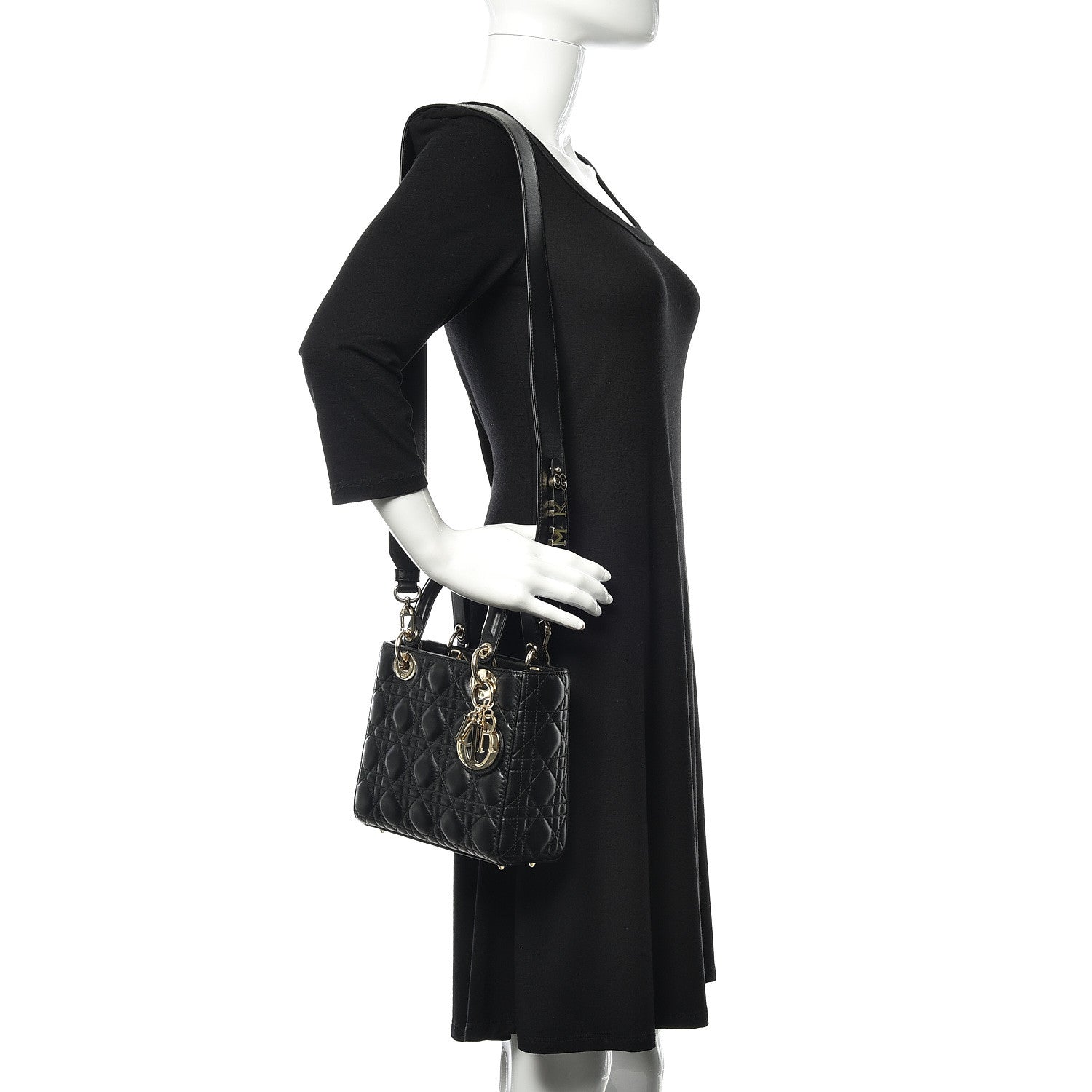 Christian Dior Lambskin Cannage Small My ABCDior Lady Dior Black 2 of 13