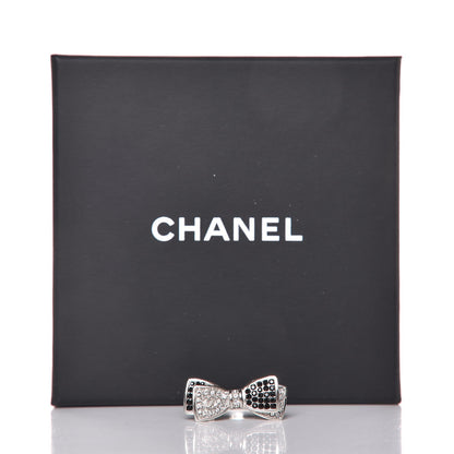 Chanel Crystal Bow Ring 7 Black Silver 5 of 5