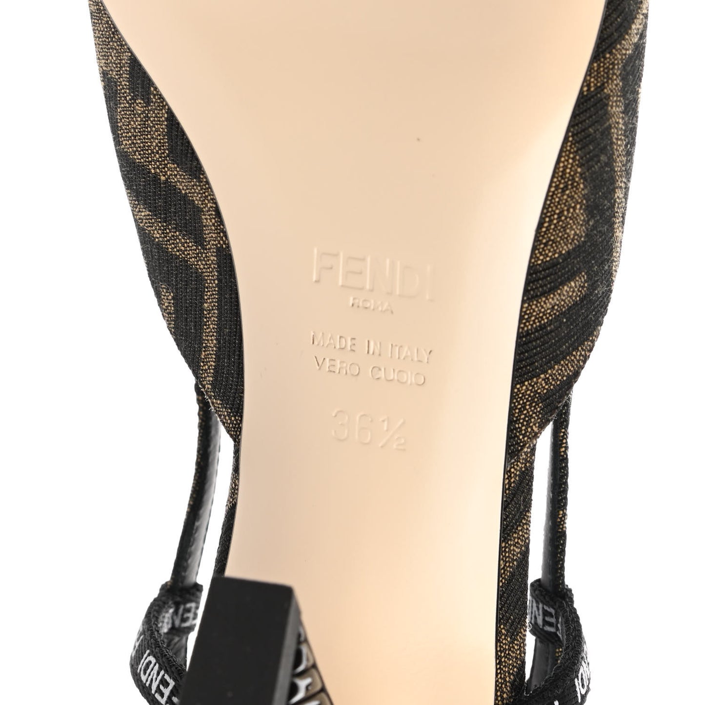 Jacquard FFreedom Decollete Slingback Square Toe Pumps 36.5 Tobacco