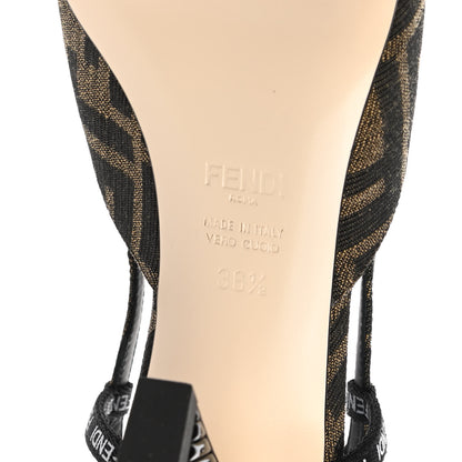 Fendi Jacquard FFreedom Decollete Slingback Square Toe Pumps 36.5 Tobacco 6 of 8