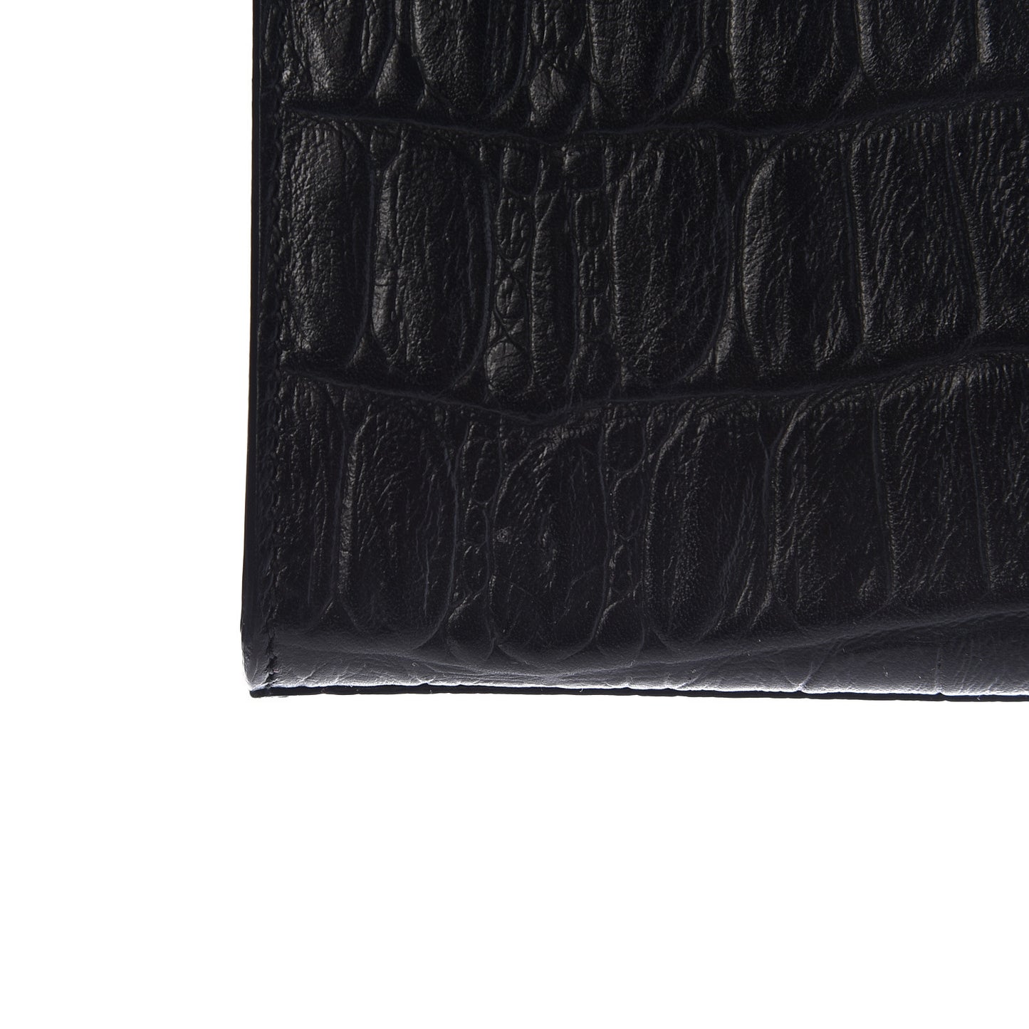 Calfskin Crocodile Embossed Classic Monogram Tassel Clutch Black