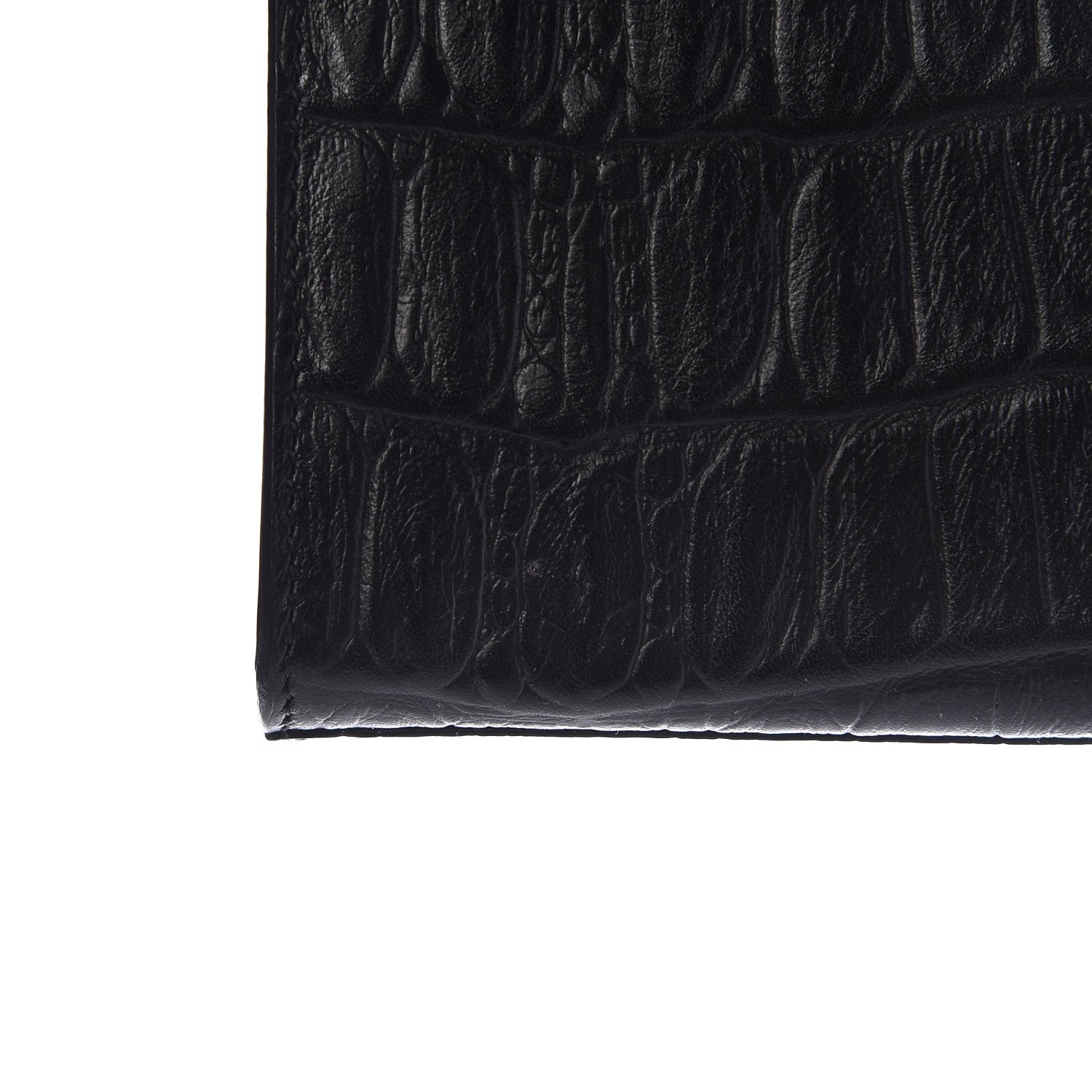 Saint Laurent Calfskin Crocodile Embossed Classic Monogram Tassel Clutch Black 9 of 13