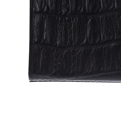 Saint Laurent Calfskin Crocodile Embossed Classic Monogram Tassel Clutch Black 9 of 13