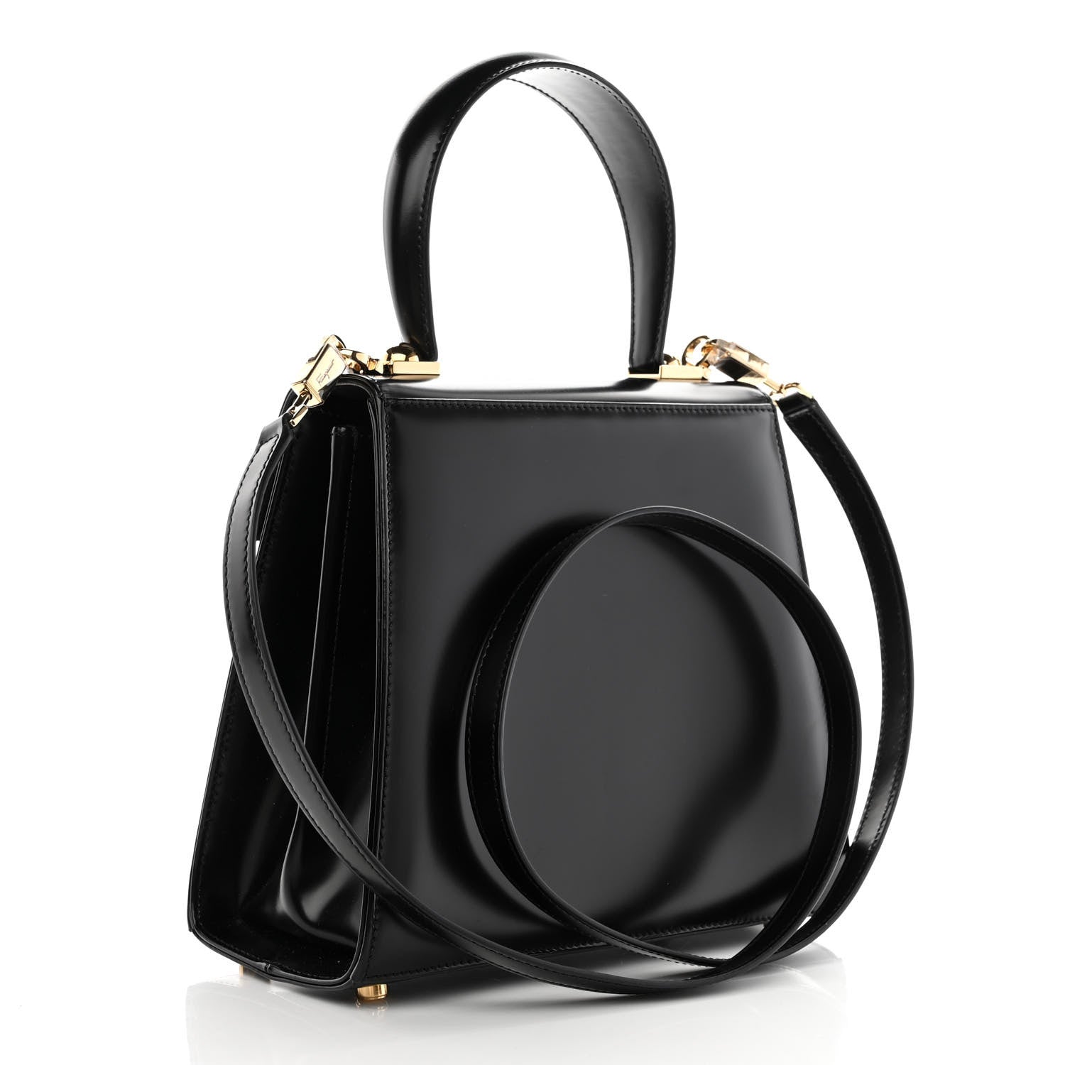 Salvatore Ferragamo Brushed Off Calfskin Iconic Top Handle Bag Black 3 of 11