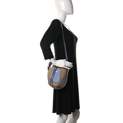 Chloe Raffia Calfskin Small Basket Gentle Blue 2 of 12