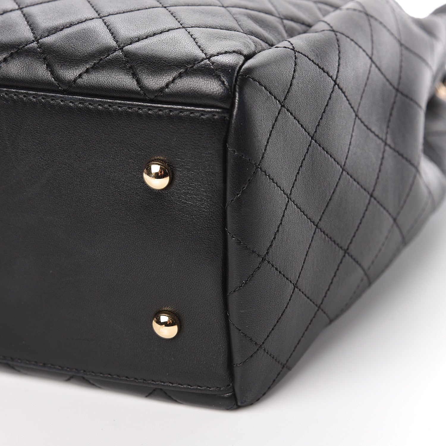 Chanel Lambskin Quilted Large Drawstring Bag Black 10 of 11