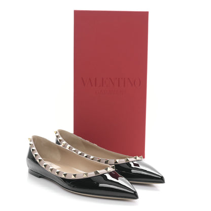 Valentino Garavani Patent Nappa Rockstud Ballerina Flats 38.5 Black Poudre 8 of 8